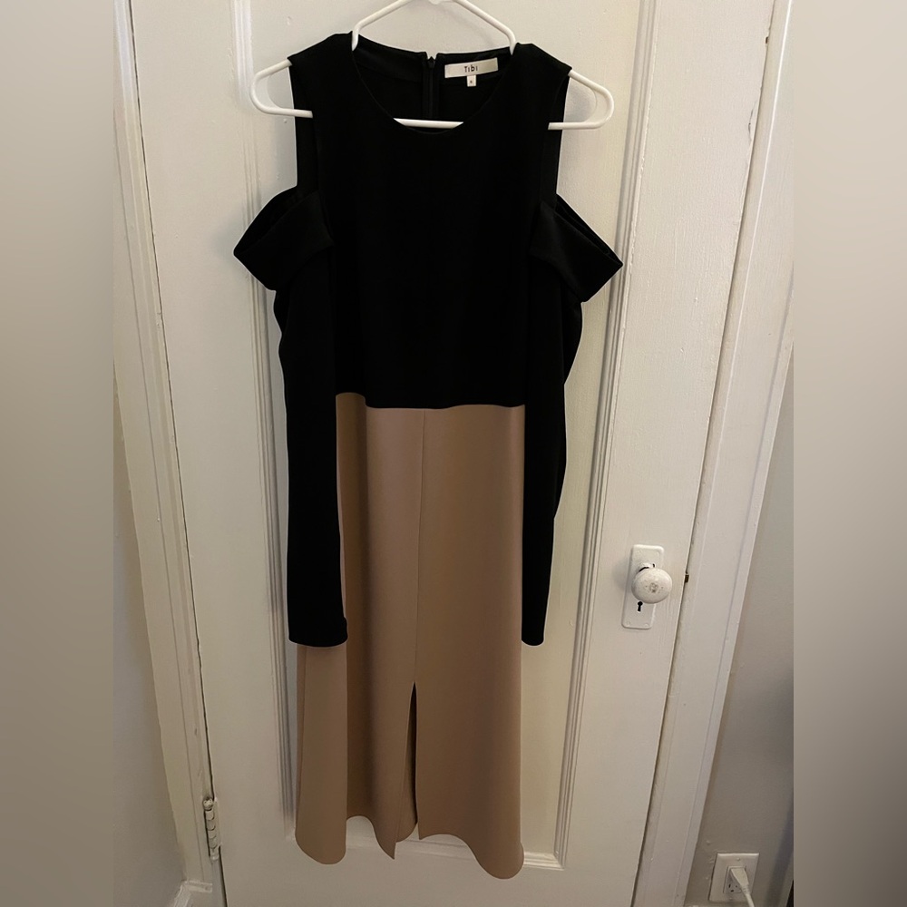 Black and mauve Tibi open shoulder Dress
